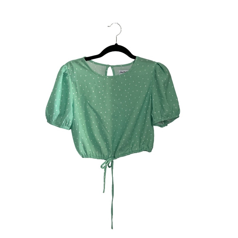 Charlie Holiday Green Puff Sleeve Blouse